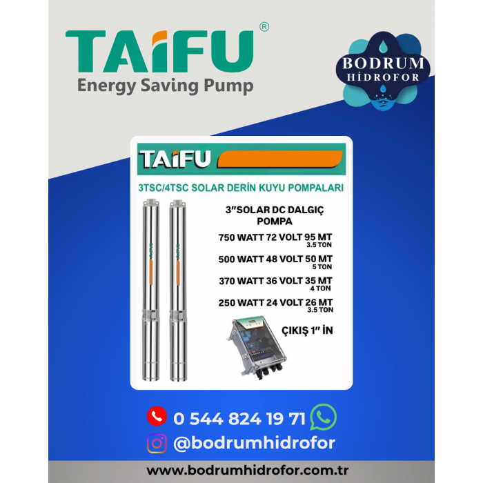 3''SOLAR DC DALGIÇ POMPA 500 WATT 5 TON